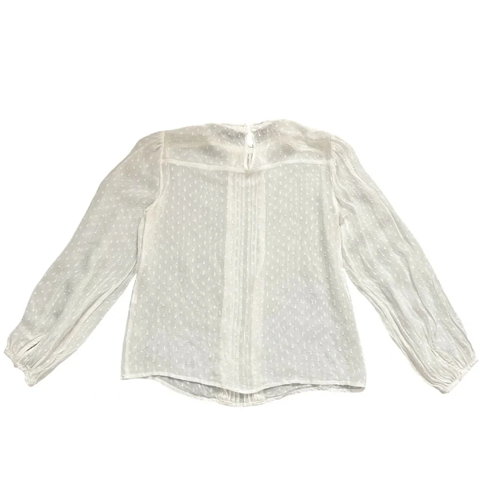 Zara Victorian Style Ivory Puff Sleeve Cowl Neck Sheer Lace Blouse Size XS